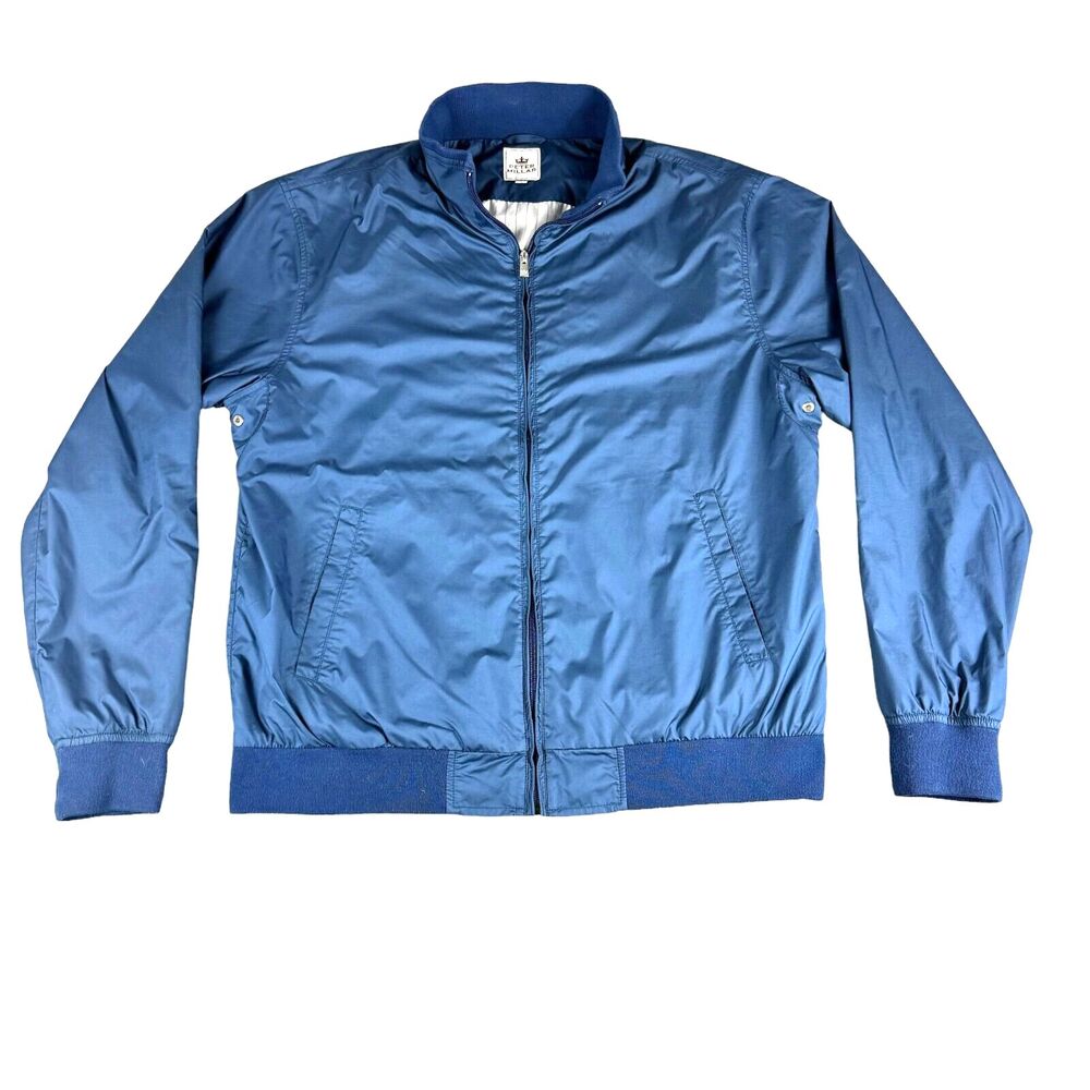 Peter Millar Jacket Men's Large Blue Full Zip Long Sleeve Pockets Golf Preppy